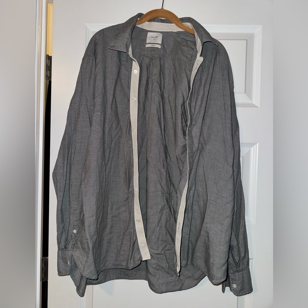 Grey casual button down dress shirt